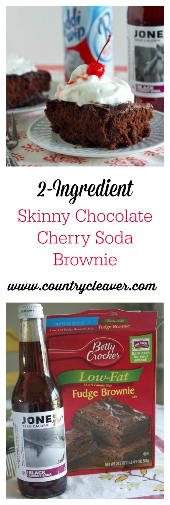 2-Ingredient Diet Chocolate Cherry Brownies -- Low Fat Diet Brownies that are perfectly chewy for all those chocolate cravings! (1)