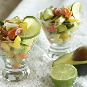 Two cups of Salmon Ceviche