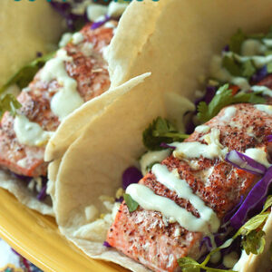 Salmon Soft tacos on a plate