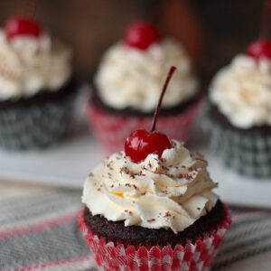 Black Forest Cupcakes with cherries on top