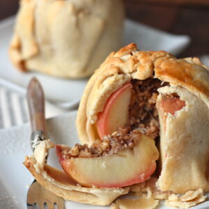 Close-up of Wrapped Baked Apple Crumble