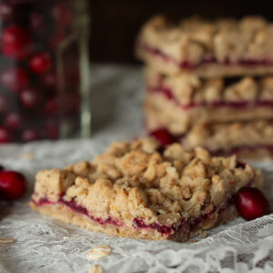 Cranberry Crumble Bars, stacked