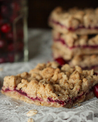 Cranberry Crumble Bars, stacked