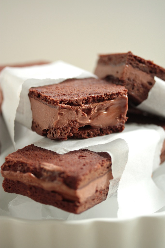 Double Chocolate Brownie Ice Cream Sandwiches - homemadehome.com