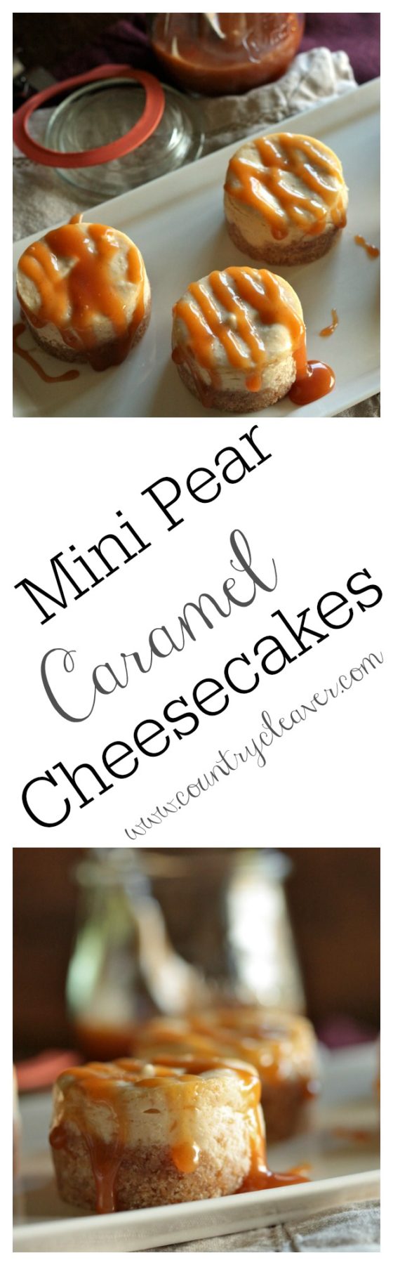 Mini Pear Caramel Cheesecakes- homemadehome.com