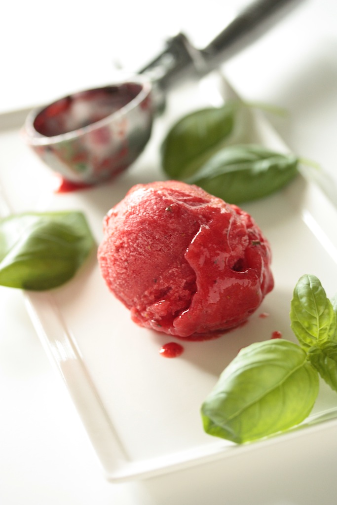 Strawberry Basil Sorbet Bellinis - homemadehome.com