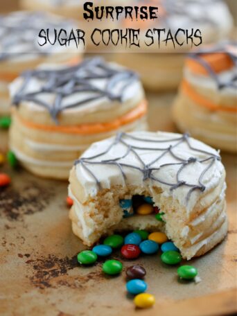 surprise sugar cookie stacks with candies coming out