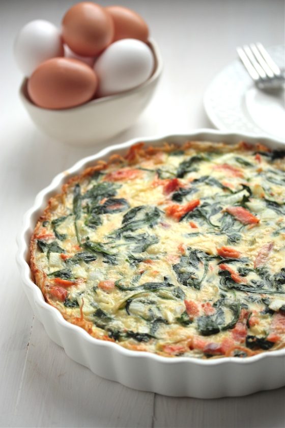 Smoked Salmon & Spinach Hashbrown Quiche