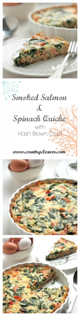 Smoked Salmon and Spinach Quiche with Hash Brown Crust