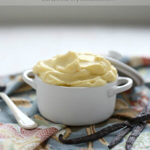 Vanilla Bean Pastry Cream in a ramekin