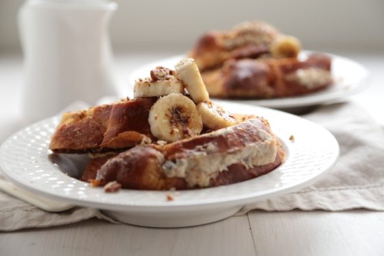 Bourbon Banana Nut Stuffed French Toast - homemadehome.com
