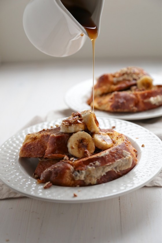 Bourbon Banana Nut Stuffed French Toast - homemadehome.com