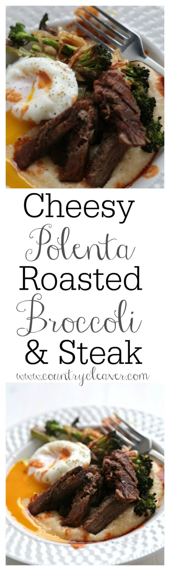 Cheesy Polenta Roasted Broccoli and Steak- homemadehome.com
