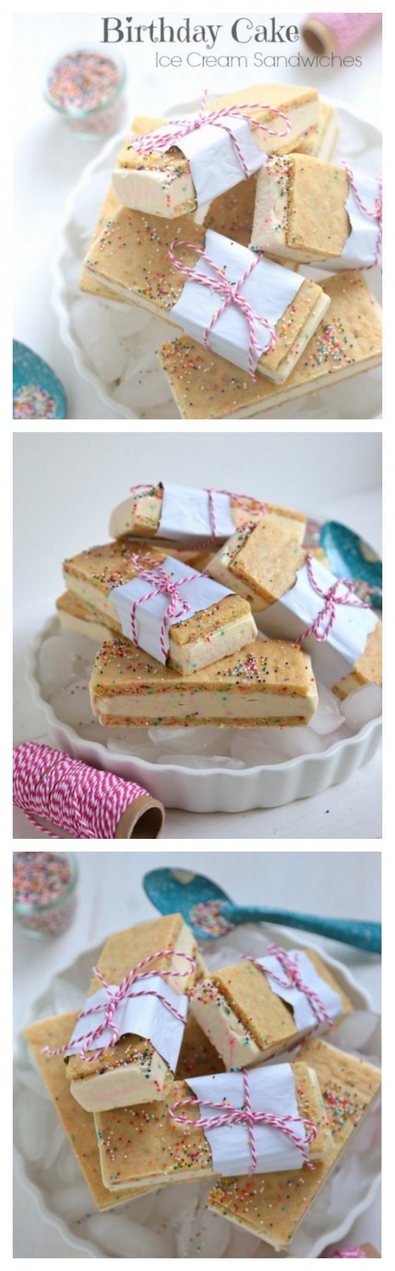 Homemade Birthday Cake Ice Cream Sandwiches with Sprinkles! - It's like a frozen birthday cake!