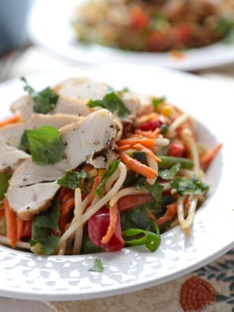 Grilled Chicken Asian Peanut Salad in a bowl