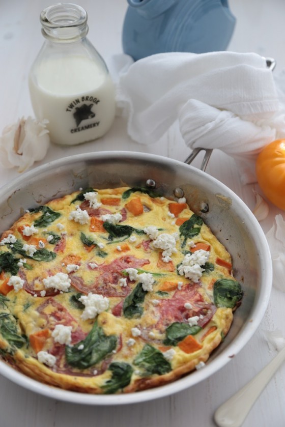 Sweet Potato and Spring Vegetable Frittata - homemadehome.com SUPER Fast and packed with veggies and protein to start your day!