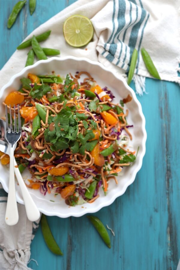 Crunchy Asian Cabbage Salad with Mandarin Oranges and Peanut Dressing - homemadehome.com #FitFriday