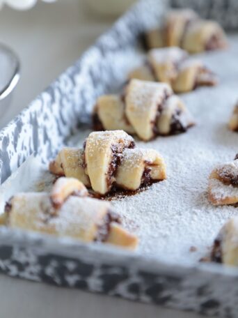 Bourbon Cherry Walnut Rugelach - It's fall time packed into a flakey cookie!