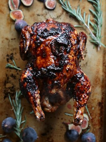 Rosemary Fig Sticky Glazed Roast Chicken - homemadehome.com