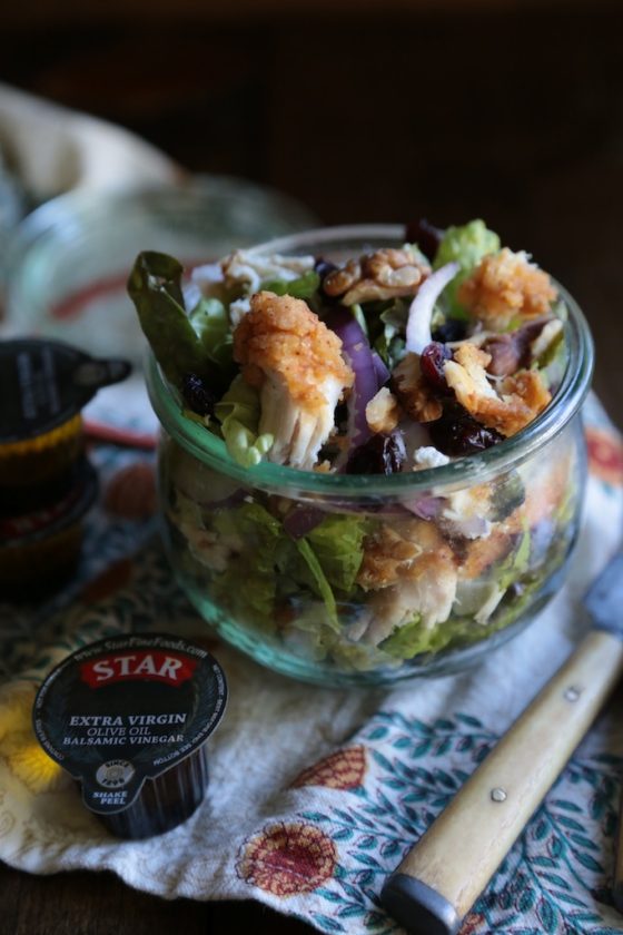Crispy Chicken Goat Cheese and Cherry Salad - homemadehome.com