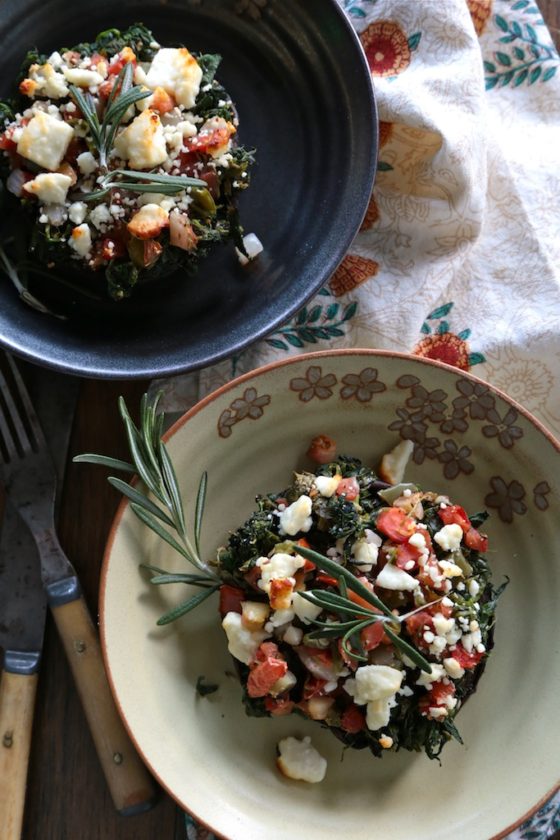 Grilled Spinach and Feta Stuffed Mushrooms - homemadehome.com #vegetarian #gf #glutenfree