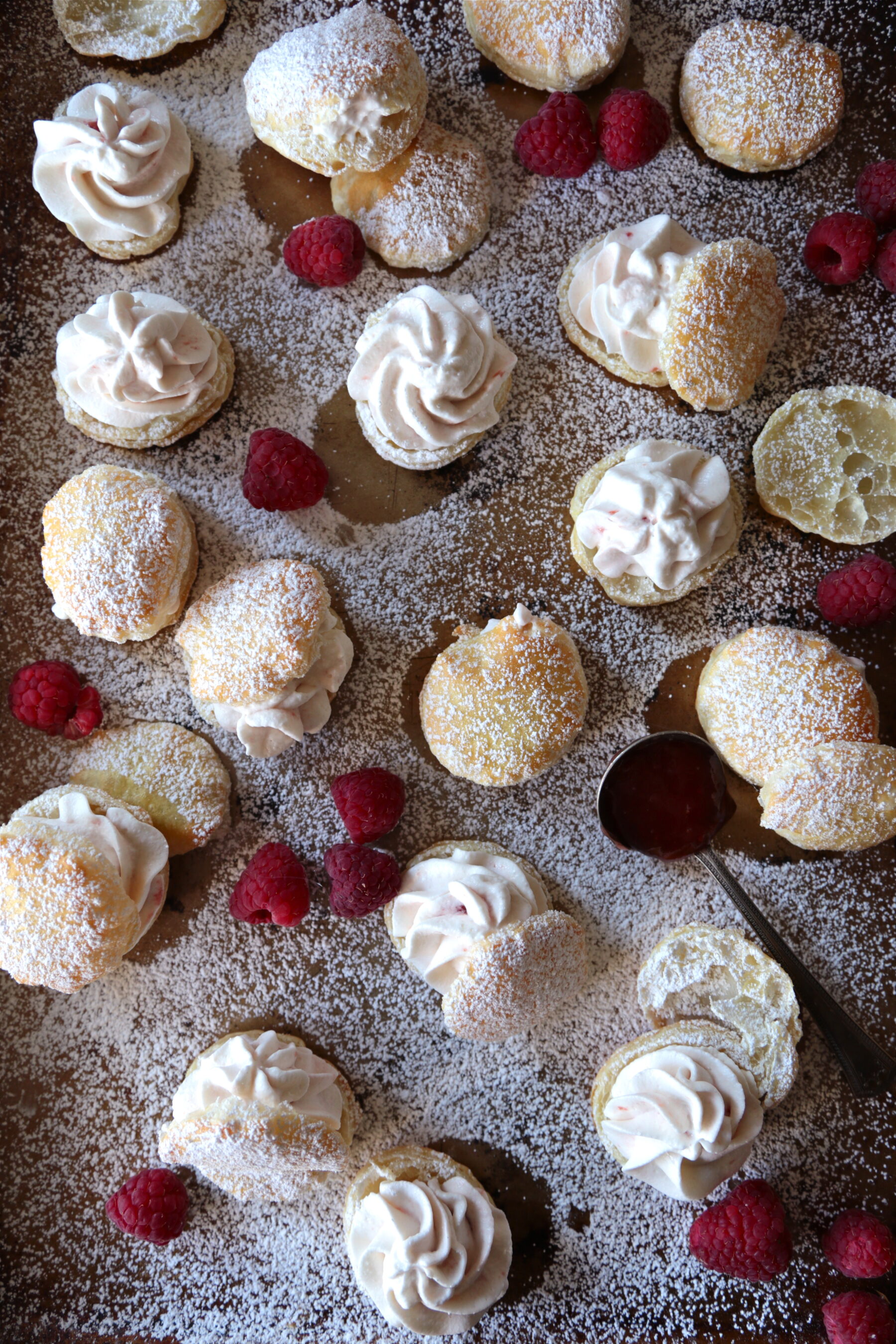 Super Simple Raspberry Cream Puffs - homemadehome.com Use Puff Pastry for these simple treats!