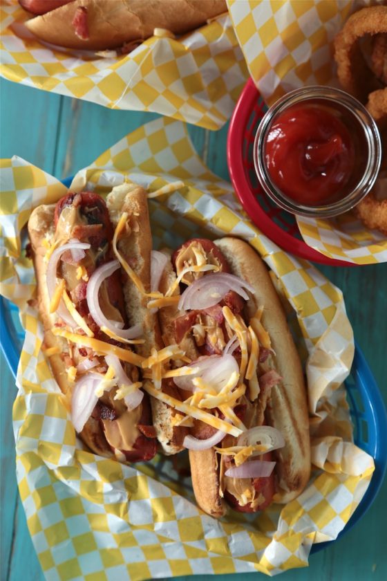 Peanut Butter Bacon Hot Dog - homemadehome.com 