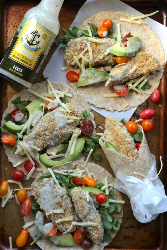 Healthy Baked Ranch Chicken Wraps - homemadehome.com Best after school snack, or quick dinner ever!! Use whole wheat wraps to make these even healthier! @Tessemae's