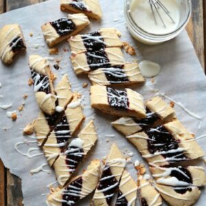 One Bowl Marzipan Almond Jam Cookies - These can be made in the food processor to save time AND dishes!! - homemadehome.com