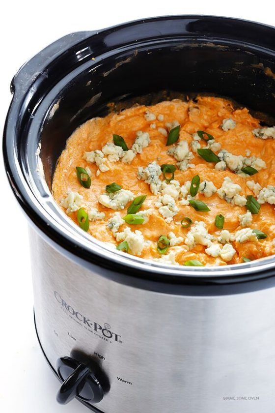 Slow Cooker Buffalo Chicken Dip + 15 More Slow Cooker Appetizers for Game Day- homemadehome.com