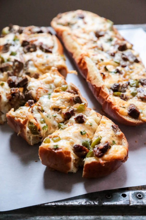Cheesy Philly Cheesesteak Bread - homemadehome.com