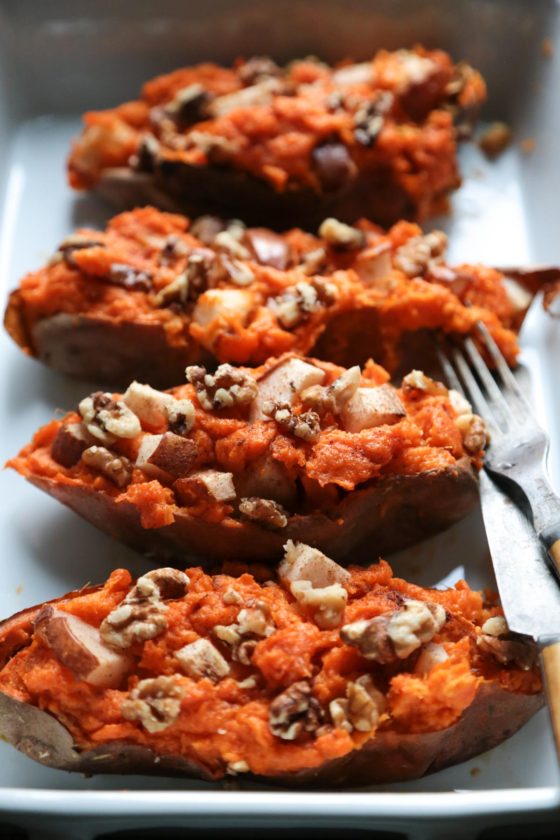 Ginger Pear Twice Baked Sweet Potatoes - homemadehome.com Grain free, Paleo, Vegetarian, and Whole30 Approved! 