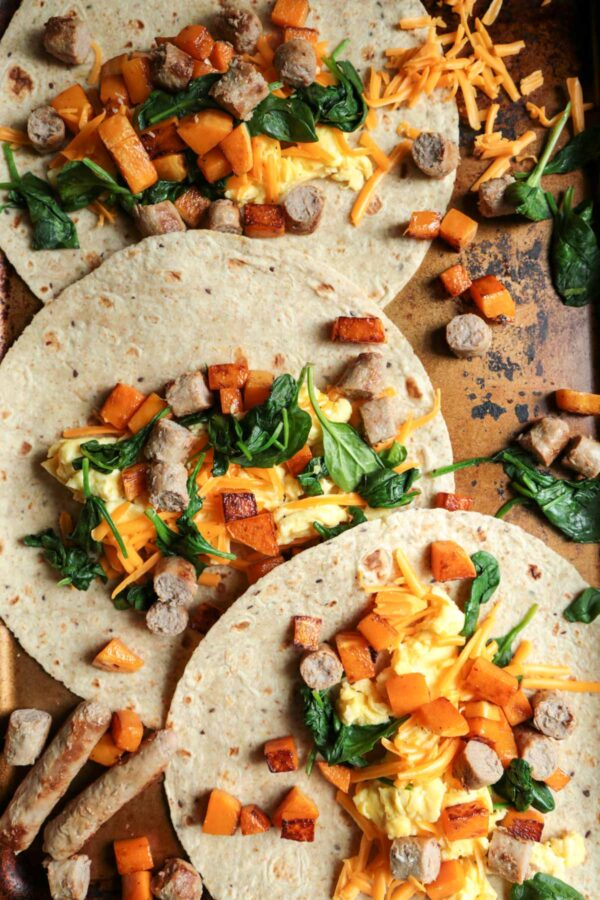 Butternut Squash Breakfast Wraps - And Instructions for Freezing and Reheating in a SNAP! - homemadehome.com