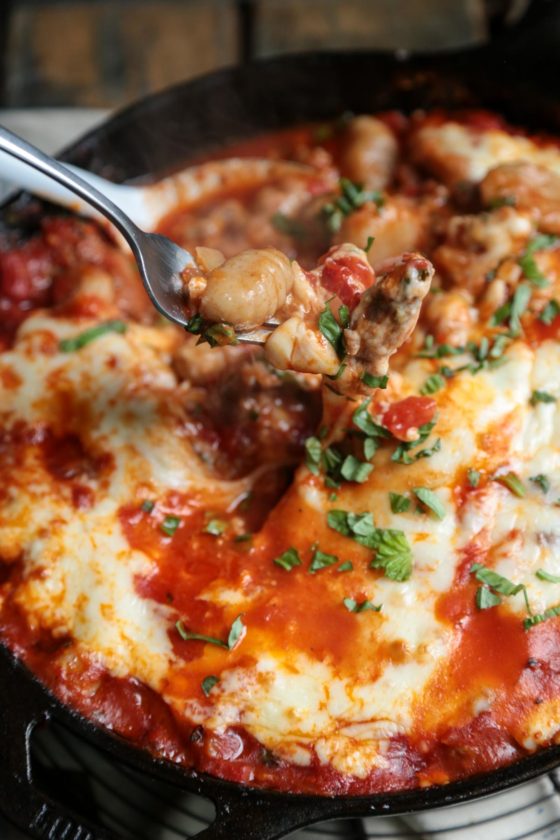 Easy Sausage and Cheese Baked Gnocchi - homemadehome.com