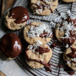 Chocolate Chip Coconut Peanut Butter Cookies - The holy trinity and the most INSANE peanut butter cookie EVER!! - homemadehome.com