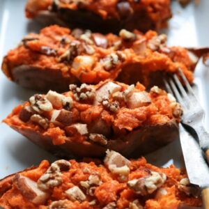 Ginger Pear Twice Baked Sweet Potatoes