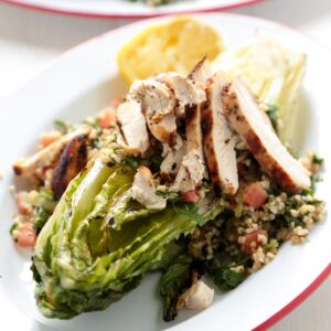 Grilled Chicken Caesar Tabbouleh Salad - So many flavors, and so easy for a spring and summer meal!