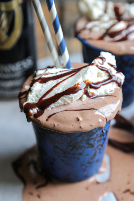 Nutella Guinness Stout Chocolate Milkshake with Hot Fudge Sauce - Obviously 