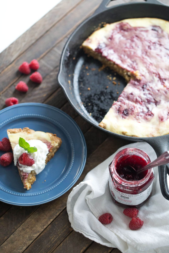 Raspberry Amaretto Cheesecake Skillet Blondie and 25 Other Insanely Delicious Cast Iron Desserts