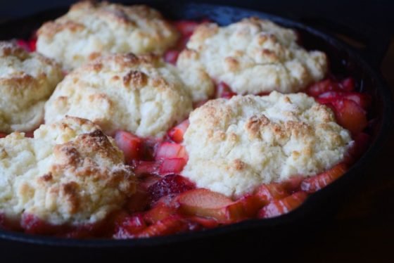 strawberry rhubarb cobbler and 25 other insanely delicious cast iron desserts