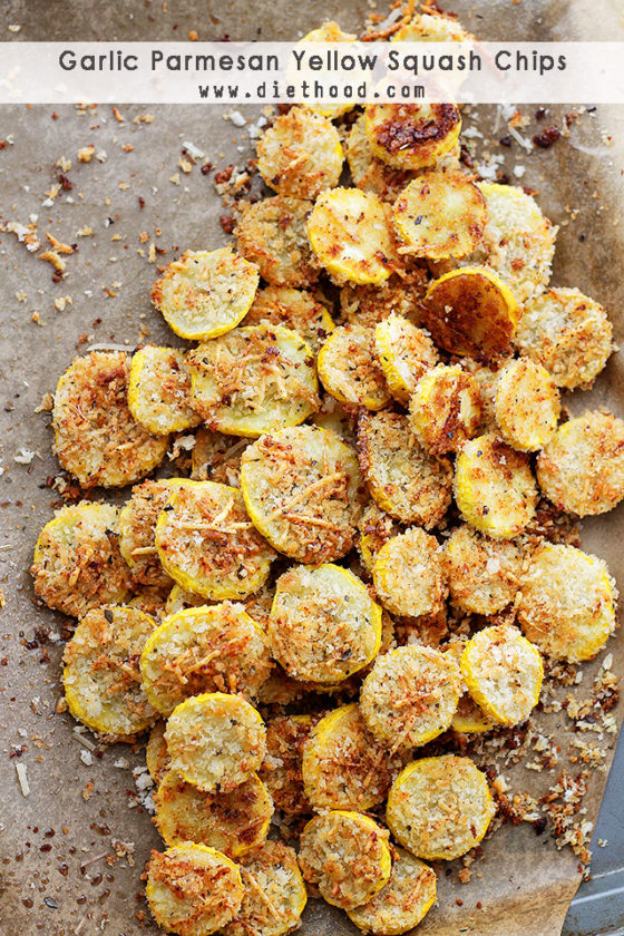 Garlic Parmesan Yellow Squash Chips and 25 MORE Amazing Squash Recipes - that aren't pumpkin pie!