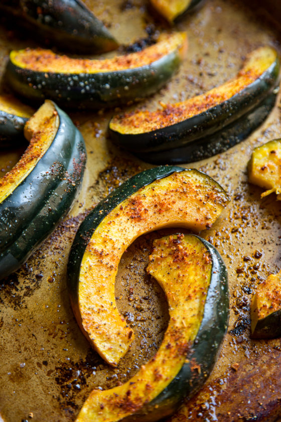 Chili Lime Roasted Acorn Squash - A super easy, vegan and Whole30 approved side dish!