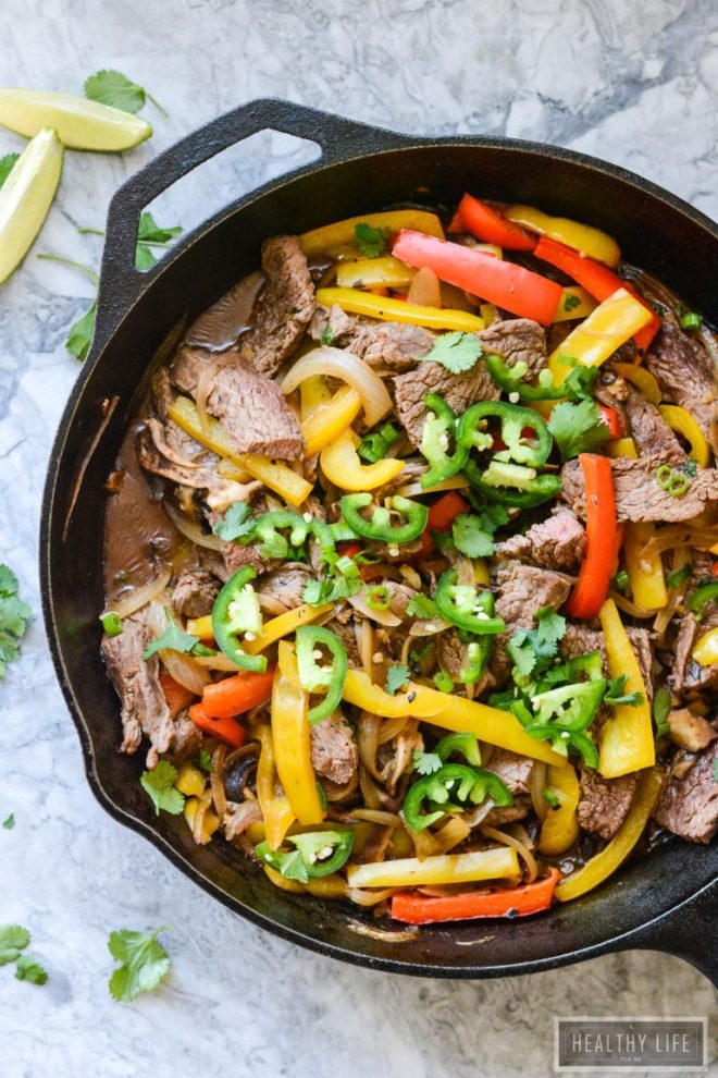 Paleo-Skillet-Beef-Fajitas-3FIFTY Whole30 Comliant Recipes for Your New Year!