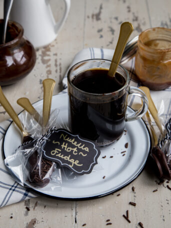 Chocolate Fudge and Salted Caramel Chocolate Coffee Melting Spoons