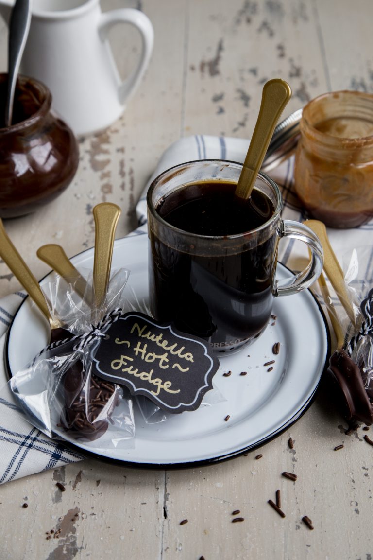 Chocolate Fudge and Salted Caramel Chocolate Coffee Melting Spoons