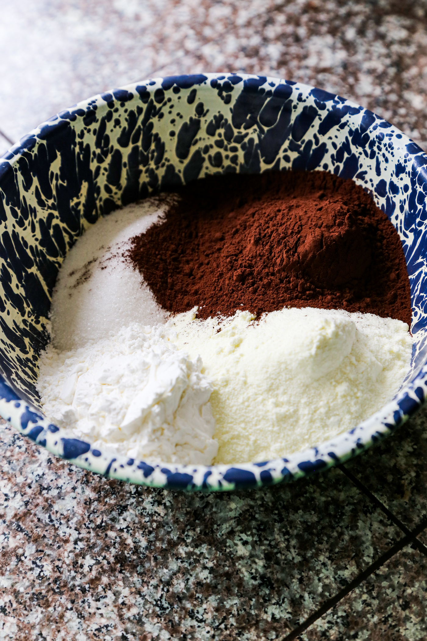 Chocolate pudding ingredients in a bowl 