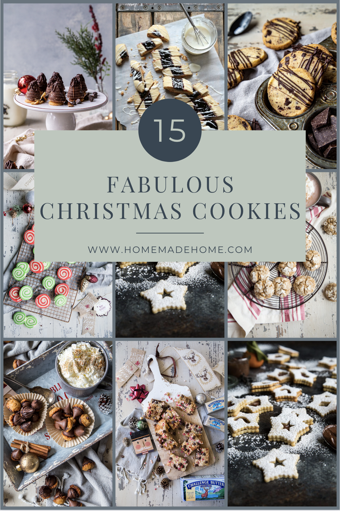collage of christmas cookies with text saying "15 fabulous christmas cookies"